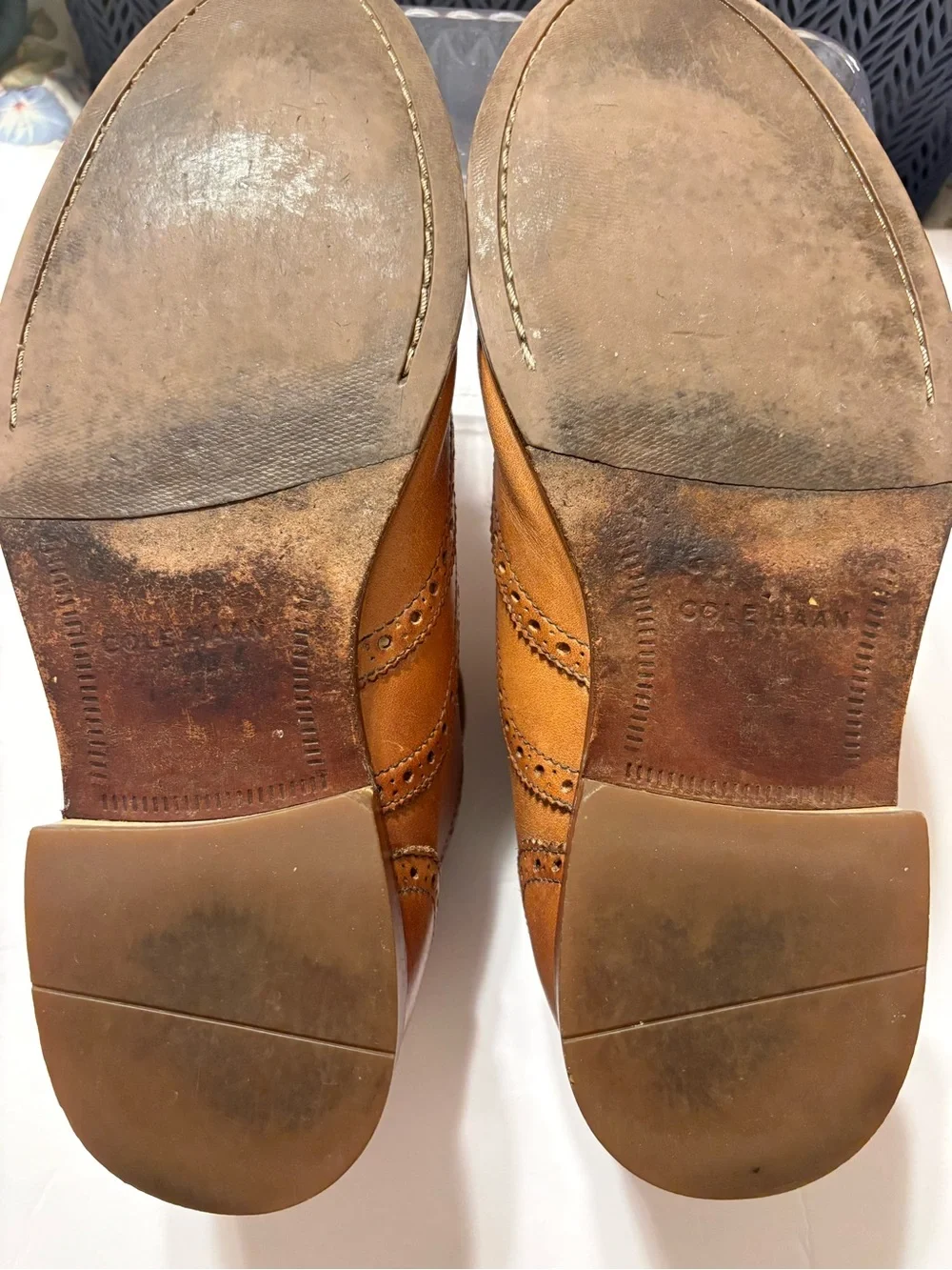 Cole Haan Men's Tan Leather Wingtip Dress Shoes